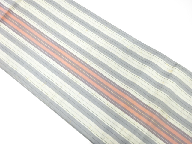 JAPANESE KIMONO / ANTIQUE FUKURO OBI / SILK / JAPANESE KIMONO / TSUMUGI / WOVEN STRIPE